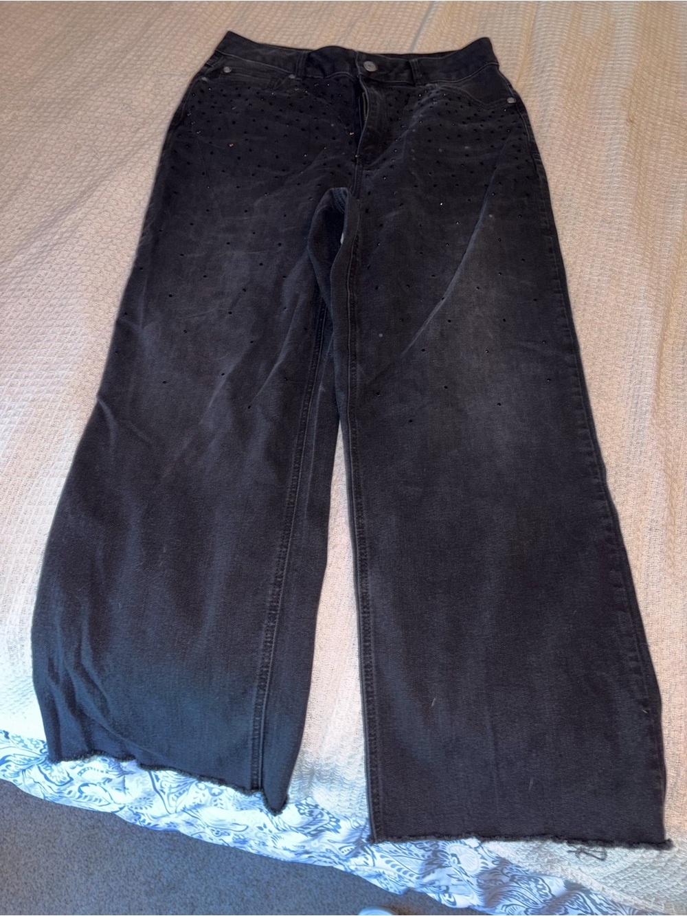 Cato Black Wide-Leg Jeans with Stud Accents